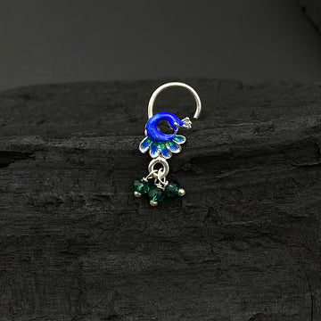 Green Peacock Nose Pin